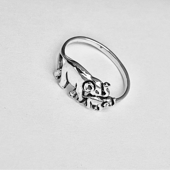 Sterling Silver Baby and Mama Elephant Ring, Animal Ring, Silver Rings - Picture 6 of 12